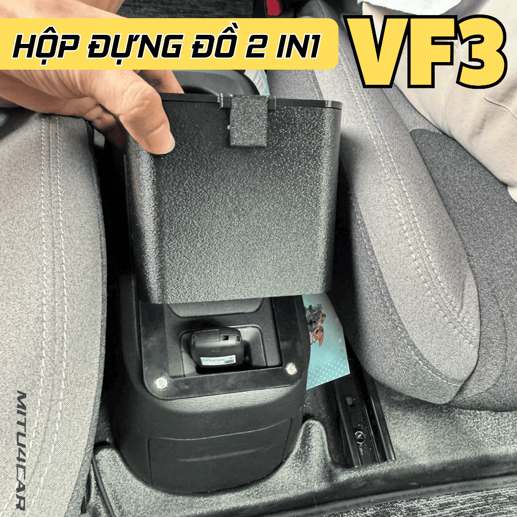 Hộp Che Chìa Khóa VinFast VF3 Kèm Khay Đựng Đồ – Hộp Đựng Chìa Khóa Ô Tô VF3, Khay Chứa Đồ Đa Năng, Phụ Kiện Nội Thất Xe