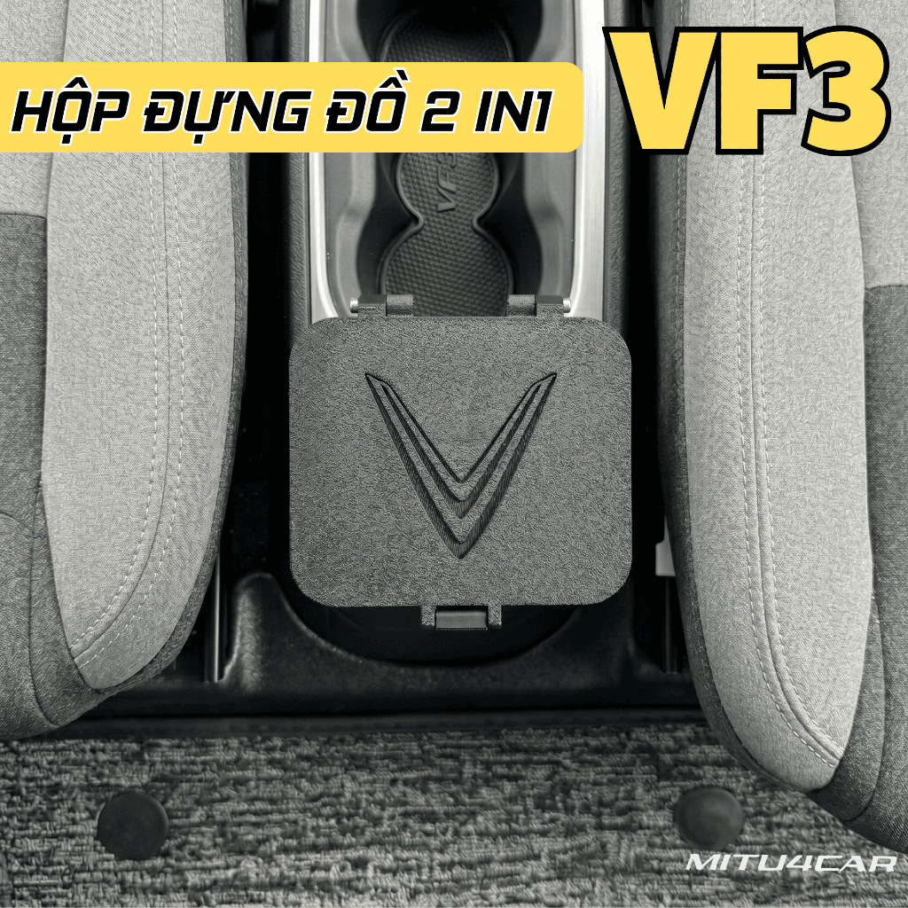 Hộp Che Chìa Khóa VinFast VF3 Kèm Khay Đựng Đồ – Hộp Đựng Chìa Khóa Ô Tô VF3, Khay Chứa Đồ Đa Năng, Phụ Kiện Nội Thất Xe