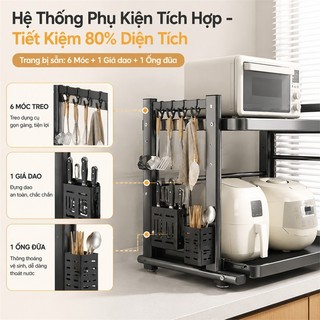 Kệ để lò vi sóng 2 tầng thép Chiều cao có thể điều chỉnh Kệ Để Đồ Nhà Bếp Với ray trượt kéo ra Khả năng chịu nhiệt cao