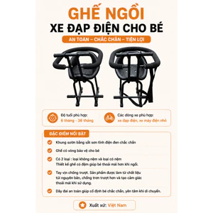 GHẾ ĐI XE ĐẠP ĐIỆN , XE MÁY ĐIỆN AN TOÀN CHO BÉ