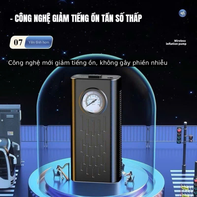 Bơm lốp mini di động USB dùng pin sạc cao cấp (loại Pin khoẻ) dùng cho Ô tô, Xe đạp, Xe máy, Xe điện