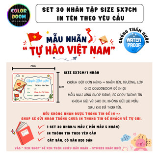 [ IN TÊN THEO YÊU CẦU] Nhãn Vở/Sách TỰ HÀO VIỆT NAM In Theo Yêu Cầu - Chống thấm nước - ColorBoom