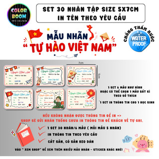 [ IN TÊN THEO YÊU CẦU] Nhãn Vở/Sách TỰ HÀO VIỆT NAM In Theo Yêu Cầu - Chống thấm nước - ColorBoom