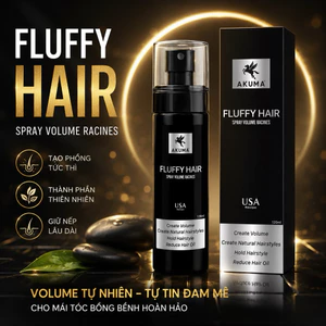 Gôm xịt tạo phồng tóc AKUMA FLUFFY HAIR 120ml, tóc bồng tự nhiên, giữ nếp nhẹ, không bị bết [HÀNG CHÍNH HÃNG]