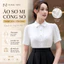 Áo Sơ Mi HOÀNG MÂY Cộc Tay Trắng Trần Ly Ngực Cổ Đức Vải Trượt Vitex M36