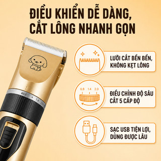 Tông Đơ Cắt Lông Chó Sạc Điện Cầm Tay, Lưỡi Cắt An Toàn, Ít Kẹt Lông, Máy Tỉa Lông Thú Cưng