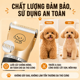 Tông Đơ Cắt Lông Chó Sạc Điện Cầm Tay, Lưỡi Cắt An Toàn, Ít Kẹt Lông, Máy Tỉa Lông Thú Cưng