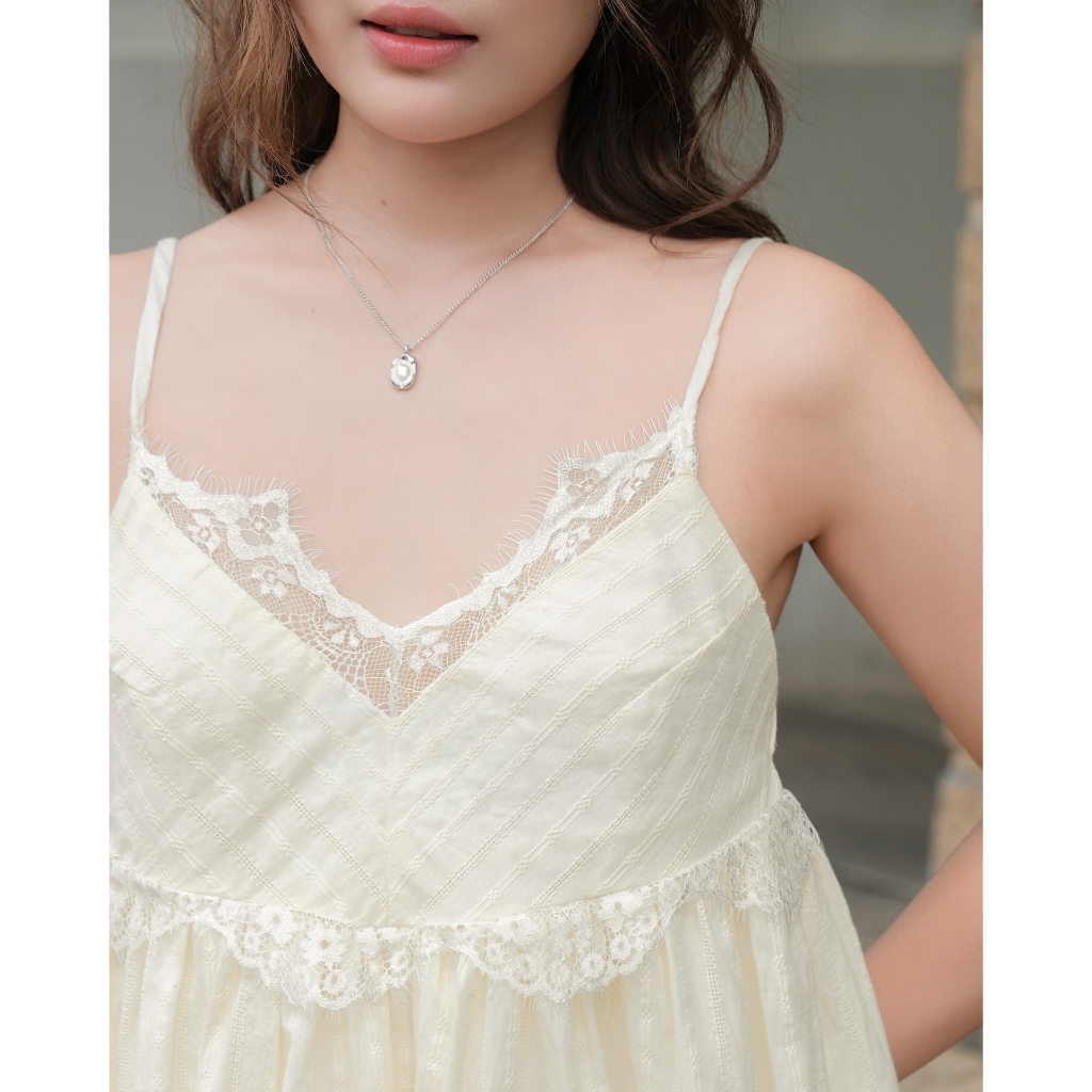 SECODEE Đầm Ngắn Nữ Hai Dây Babydoll Phối Ren Hoa YESIM DRESS Váy Tiểu Thư Ngọt Ngào FSDA2603150 | BigBuy360 - bigbuy360.vn
