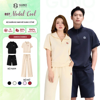 [BST Modal Cool 2026] Bộ Quần Áo Nam Nữ GUNO Cao Cấp Cổ Bẻ Kèm Quần Suông Logo Thêu 26BG01/26BB02