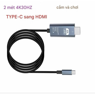 Cáp Type-C Sang HDMI 2M Hỗ Trợ 4K/2K - Kết Nối Laptop, Điện Thoại, Máy Tính Bảng Ra TV/Màn Hình