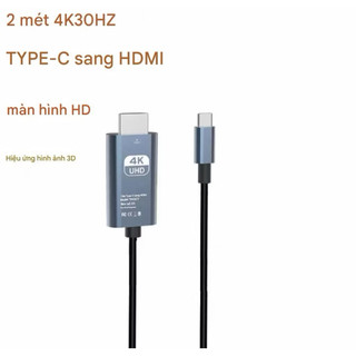 Cáp Type-C Sang HDMI 2M Hỗ Trợ 4K/2K - Kết Nối Laptop, Điện Thoại, Máy Tính Bảng Ra TV/Màn Hình