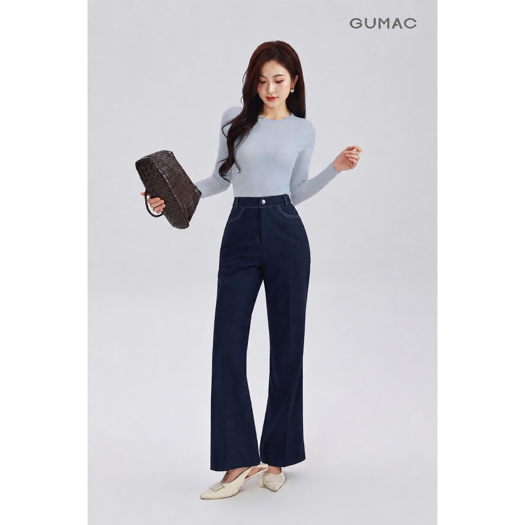 Áo Thun Nữ GUMAC Form Ôm Tay Dài Cổ Tròn Viền Nẹp Tinh Tế Nữ Tính LATG05057 - 6109