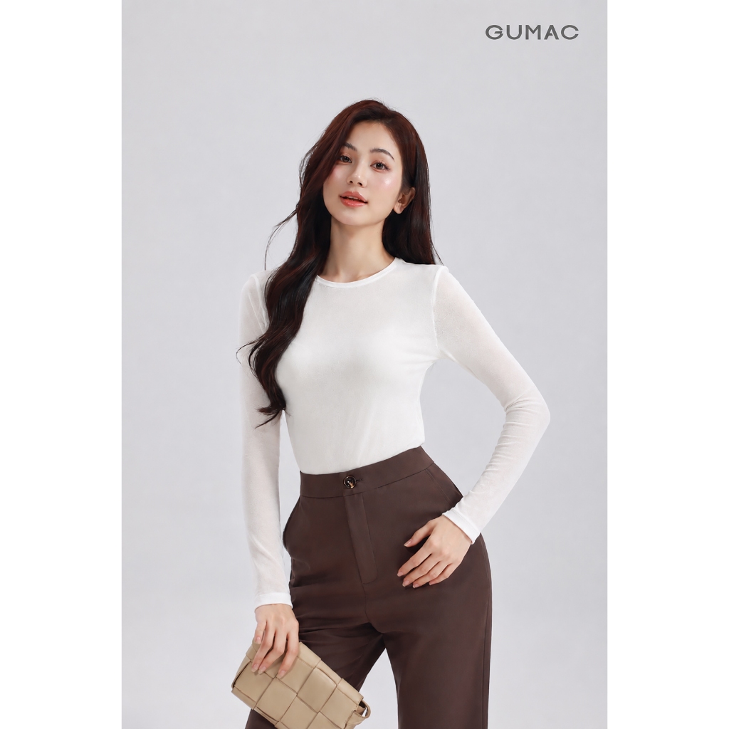 Áo Thun Nữ GUMAC Form Ôm Tay Dài Cổ Tròn Viền Nẹp Tinh Tế Nữ Tính LATG05057 - 6109