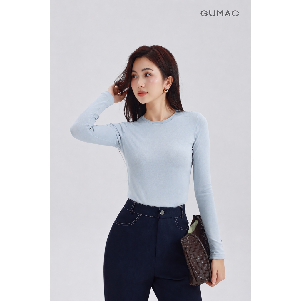 Áo Thun Nữ GUMAC Form Ôm Tay Dài Cổ Tròn Viền Nẹp Tinh Tế Nữ Tính LATG05057 - 6109