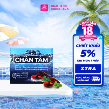 [Chính Hãng] Kẹo ngậm ho Chân Tâm Hộp 20 Viên - Hỗ Trợ Giảm Ho, Đờm, Đau Họng
