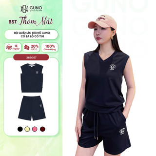 [BST THƠM MÁT]  Set Tank Top Nữ GUNO Bộ Quần Áo Ba Lỗ Nữ Cổ Tim Vải Cotton Thơm Cao Cấp 26BG57