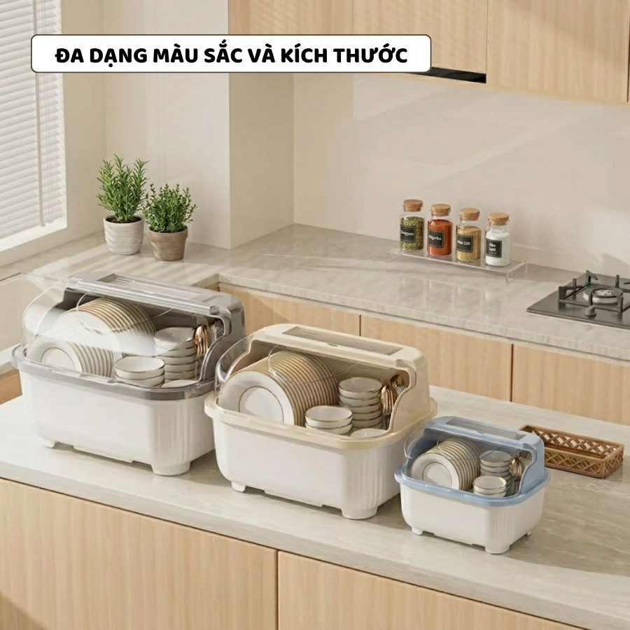 Giá Úp Bát Đĩa Có Nắp ENODA HOME, Kệ Đựng Chén Bát Để Bàn Kèm Khay Thoát Nước Tiện Lợi Cho Phòng Bếp GB007
