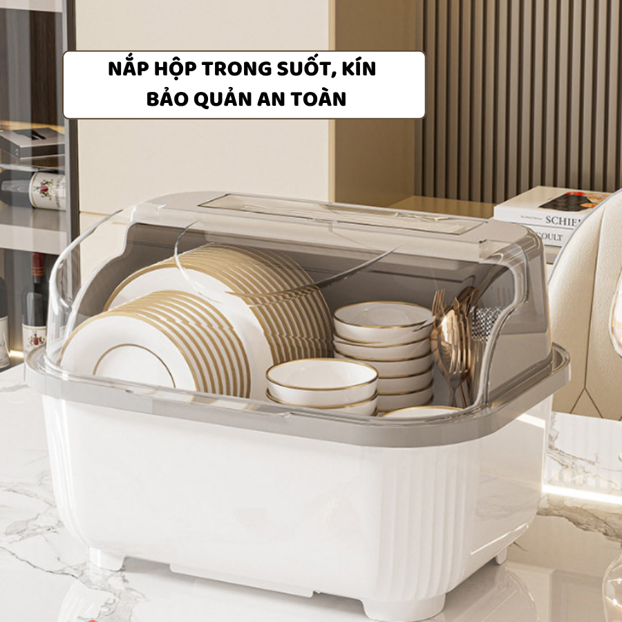 Giá Úp Bát Đĩa Có Nắp ENODA HOME, Kệ Đựng Chén Bát Để Bàn Kèm Khay Thoát Nước Tiện Lợi Cho Phòng Bếp GB007