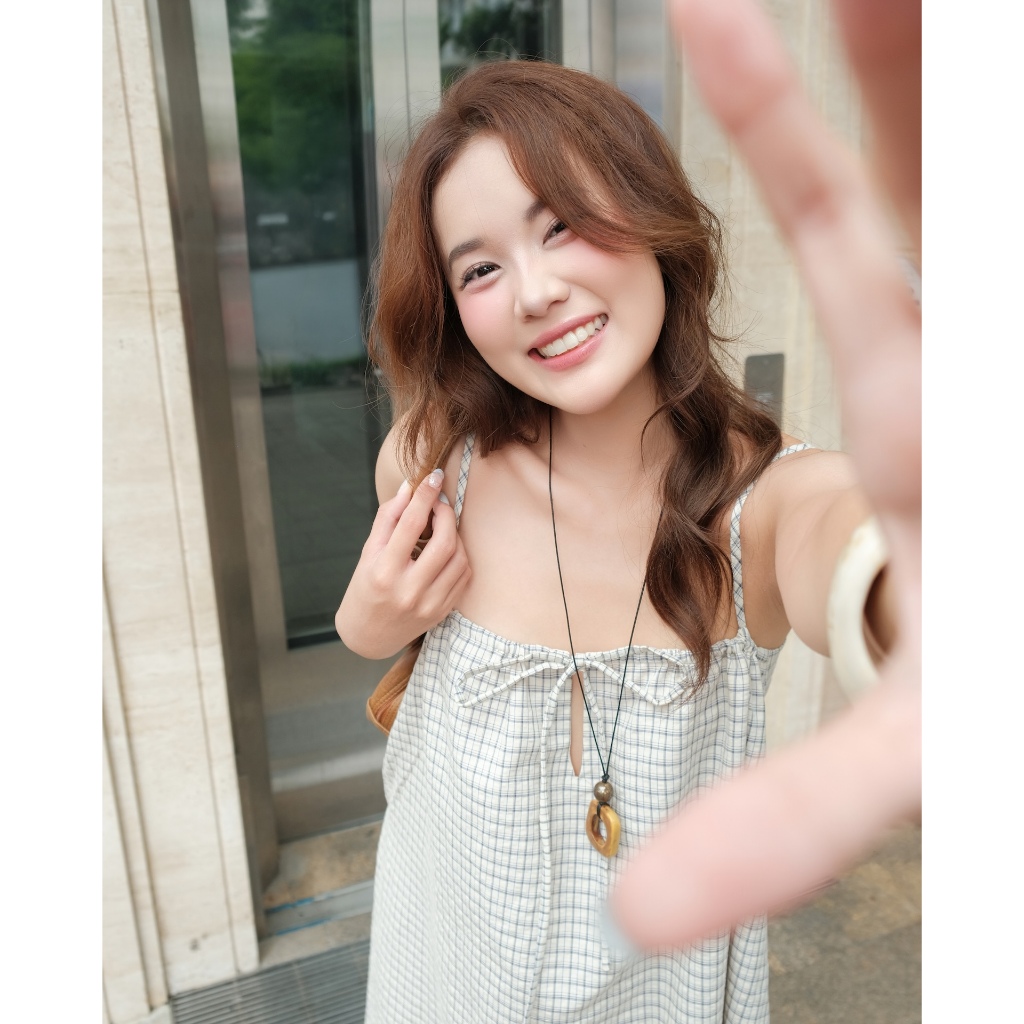 SECODEE Đầm Maxi Nữ Hai Dây Sọc Phối Nơ Vải Cotton Caro RULIK  Váy Nữ Dáng Dài Dịu Dàng FSDA2605051