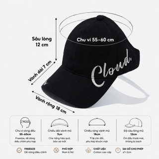 Mũ lưỡi trai Nón kết chống nắng nửa đầu thể thao thêu chữ Cloud chất kaki, mũ hở chóp thời trang form mềm unisex nam nữ