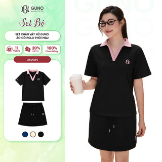 Set Váy Nữ GUNO Áo Polo Phối Màu Form Basic Đẹp Cotton Interlock Mềm Thoáng Mát 26VG54