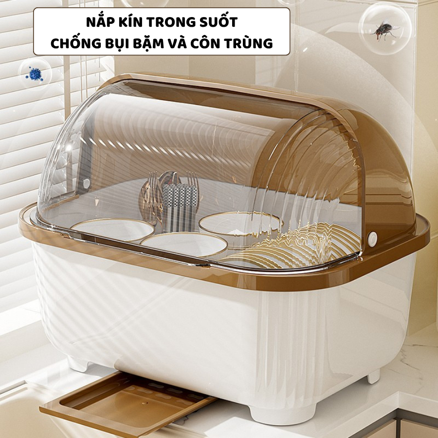 Giá Úp Chén Bát ENODA HOME, Hộp Đựng Bát Đũa Nắp Lật Kèm Khay Thoát Nước GB003 | BigBuy360 - bigbuy360.vn