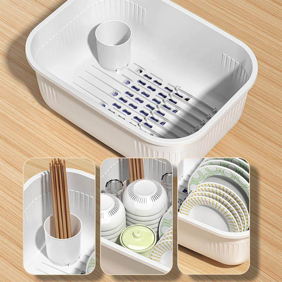 Giá Úp Chén Bát ENODA HOME, Hộp Đựng Bát Đũa Nắp Lật Kèm Khay Thoát Nước GB003 | BigBuy360 - bigbuy360.vn