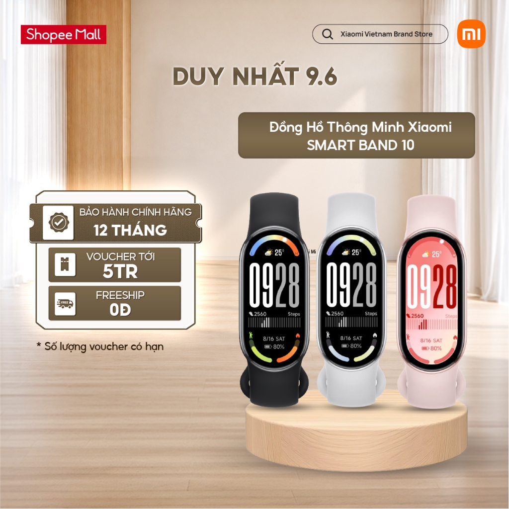 Đồng hồ thông minh Xiaomi Smart Band 10  - Độ sáng màn 1500 nit - Bảo hành 12 tháng