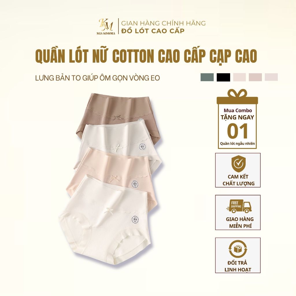 Quần lót nữ cotton cao cấp cạp cao – lưng bản to ôm gọn vòng eo và nâng nhẹ mông, kháng khuẩn 10a