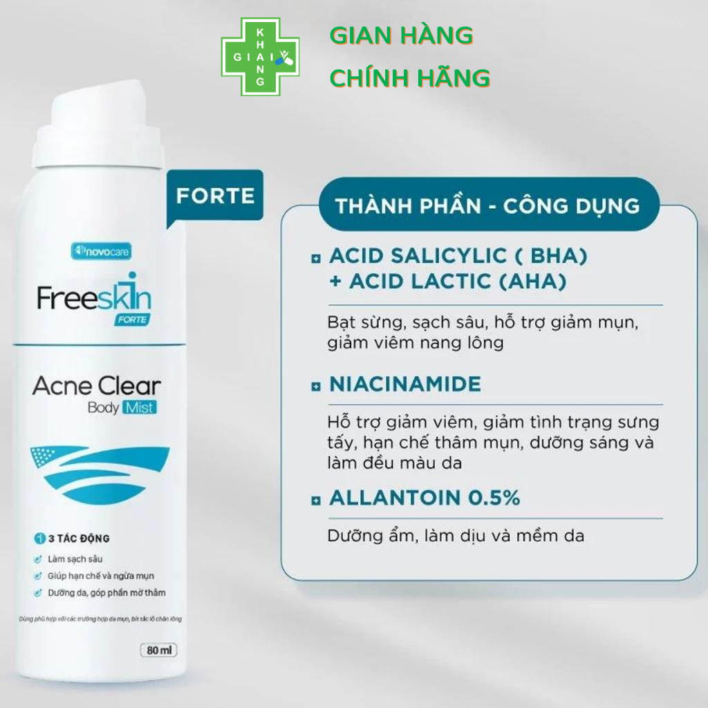 Tạm biệt mụn cơ thể, trả lại làn da láng mịn, đều màu cùng xịt mụn body Freeskin (Chai 80ml)