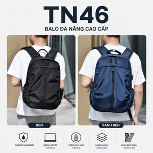 Balo Laptop TN46 Chống Thấm Nước Cao Cấp 15.6 Inch Có Cổng Sạc USB, Balo Nam Nữ Đi Học Đi Làm Du Lịch Đa Năng