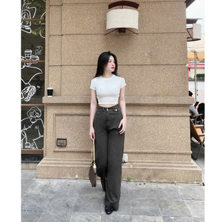 DELIZ PREMIUM - Quần jean nữ ống rộng nhiều màu chất liệu denim tôn dáng J416 (đã cắt sẵn khuy)