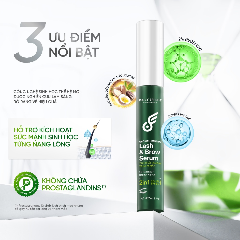 [Tinh Chất Làm Dày Và Dài Mi - Mày] DAILY EFFECT Growth Peptide Lash & Brow Serum (5g)