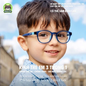 MAKRIZZ Kính Trẻ Em Chống Ánh Sáng Xanh, Đổi Màu Tự Động, Siêu Nhẹ 14g, Gọng Dẻo TR90 - Tặng Kèm Dây Đeo Kính