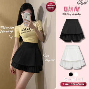 Chân váy tầng xếp li dáng ngắn xòe phồng cao cấp có quần trong dày dặn CV06 Rusy