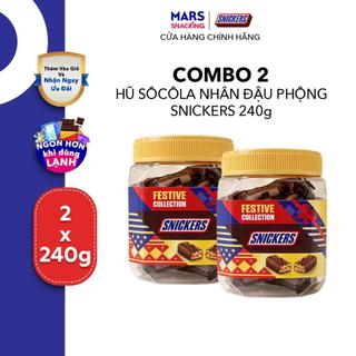 [DIỆN MẠO MỚI 20 THANH] Combo 2 Hũ kẹo sô cô la nhân đậu phộng Snickers jar 240g (20 thanh x 12g x 2 Hũ) Deal độc quyền