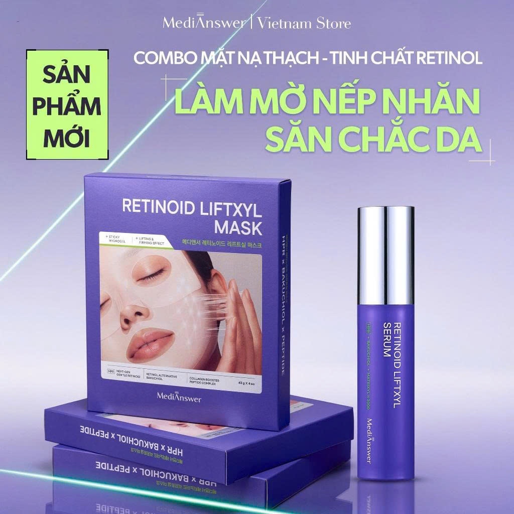 Mặt Nạ Retinol & Tinh Chất Retinol Liftxyl MediAnswer Mask 4x43g & Serum 30ml