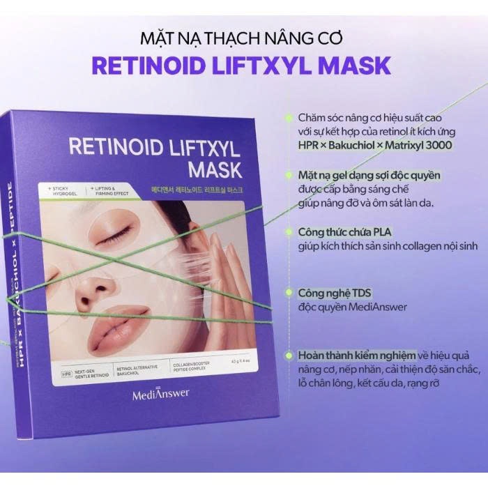 Mặt Nạ Retinol & Tinh Chất Retinol Liftxyl MediAnswer Mask 4x43g & Serum 30ml