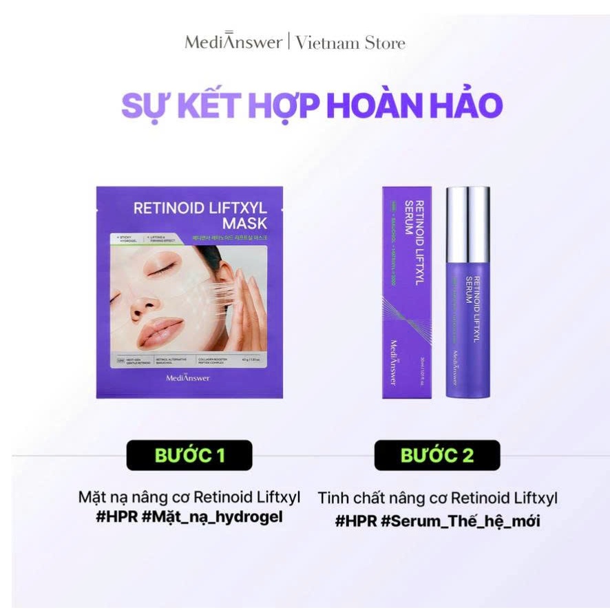 Mặt Nạ Retinol & Tinh Chất Retinol Liftxyl MediAnswer Mask 4x43g & Serum 30ml