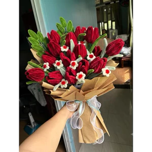 Bó Hoa Tulip Kẽm Nhung Handmade Siêu Xinh - Quà Tặng 8/3, 20/10, Valentine"