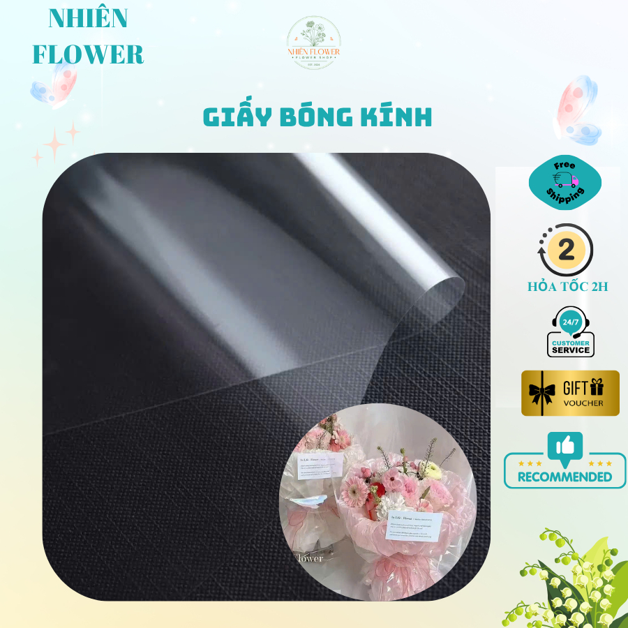 Tệp 10-20 Tờ Bóng Kính Trong Suốt Kích Thước 52x52, Làm Đồ Handmade Dùng Gói Hoa, Trái Cây, Quà Tặng