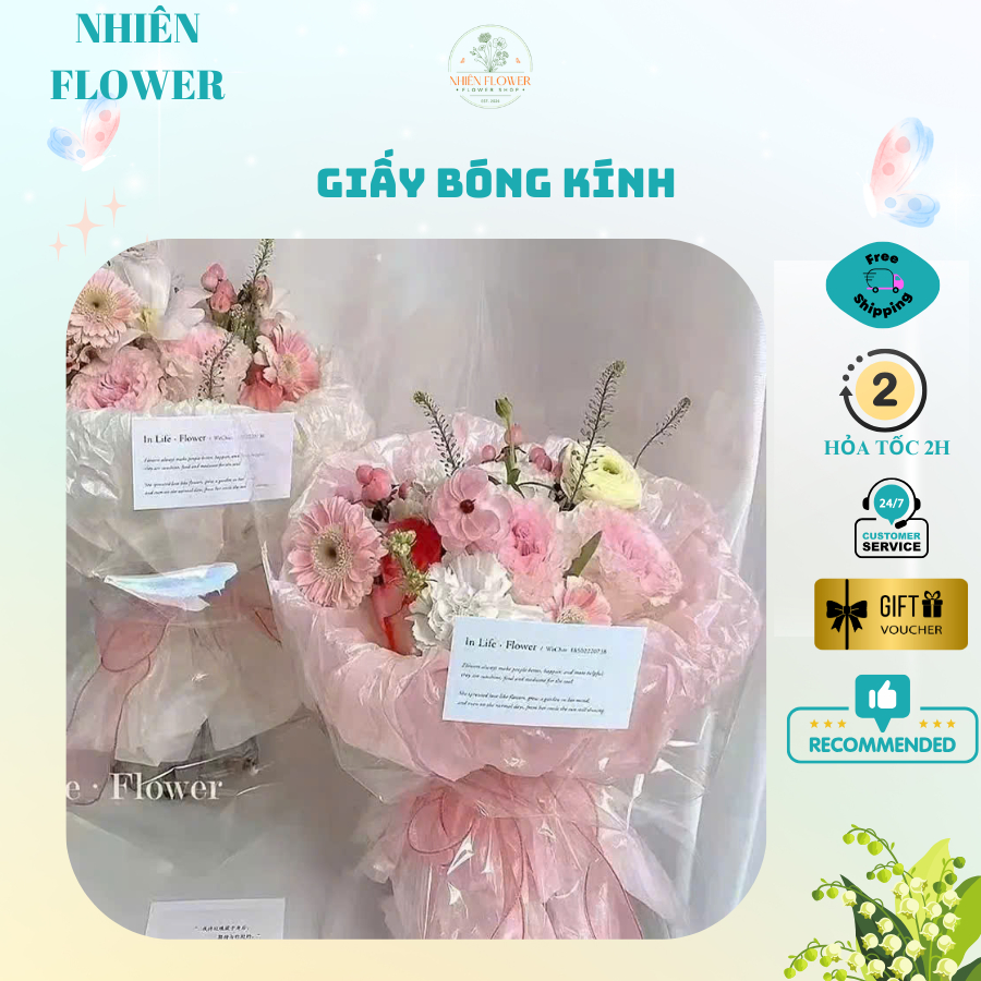Tệp 10-20 Tờ Bóng Kính Trong Suốt Kích Thước 52x52, Làm Đồ Handmade Dùng Gói Hoa, Trái Cây, Quà Tặng