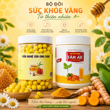 [rẻ vô địch] Tinh bột nghệ tâm an 500gram & Viên Nghệ Sữa Ong Chúa Tinh Nghệ Mật Ong