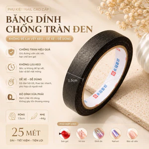 Băng Dính Chống Tràn Đen Nail 25M Giấy Chống Lem Sơn Gel Dễ Xé Không Để Lại Keo Phụ Kiện Nail Art NB5