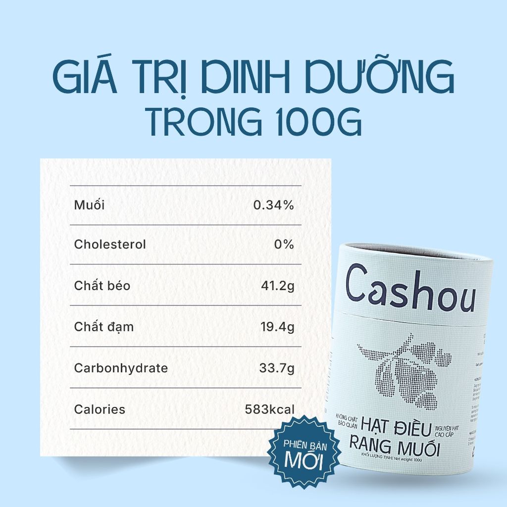 Hạt Điều Nguyên Hạt Rang Muối Cashou - Hạt Điều Vỏ Lụa Bình Phước Giàu Dinh Dưỡng