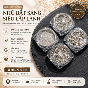Nhũ Bắt Sáng 4 Màu Nail Cao Cấp - Nhũ Bạc Trang Trí Móng - Kim Tuyến Lấp Lánh Làm Nail NB6