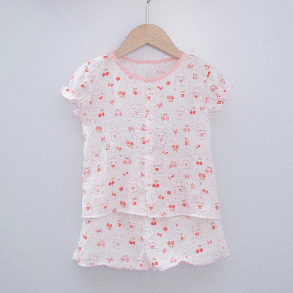 Đồ Bộ Bé Gái 8-26kg SONBEE - Đồ Bộ Ngắn Chất Liệu Xô Muslin Siêu Thấm Hút mồ Hôi, Họa Tiết Dễ Thương