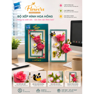 Đồ Chơi Lắp Ghép Tranh Hoa Hồng & Ong 3D Trang Trí Bàn Làm Việc 15x10cm