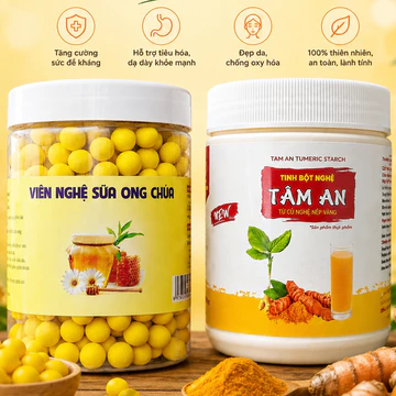 COMBO Viên tinh nghệ sữa ong chúa & tinh bột nghệ tâm an 500gram (hàng chính hãng date mới)