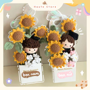 Giỏ Hoa Len Hướng Dương Tặng Tốt Nghiệp Handmade Dễ Thương Quà Tặng Bạn Nam Nữ Độc Đáo